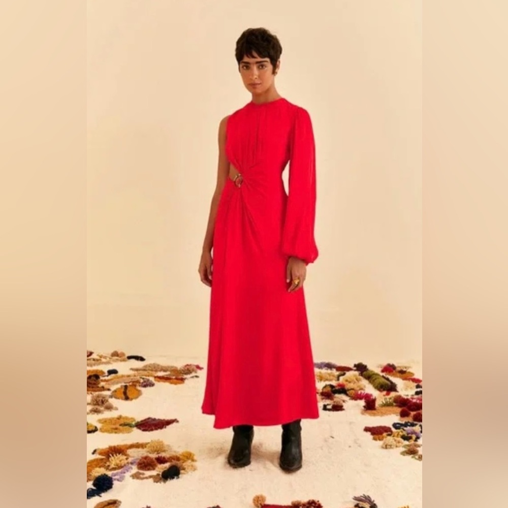 Farm Rio Red One Shoulder maxi dress M read